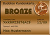 Kundenkarte Bronze 5% Rabatt Kundenkarten Rabattkarte Rabattsystem Rabatte Card Gold Silber Bronze Platin Silver Kundenkarte