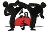 Stickmotiv Karate Kampf / Kumite - EMB-SP3767 Bestickung Bestickungsservice Textilbestickung Stickservice Individuelle motivbestickung Stickdesign Stickmotiv Kampfsport Judo Karate Kungfu Kung+Fu kendo Aikido Kickboxing Martial Arts Jeet+Kune+Do Taekwondo