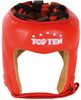 Kopfschutz TOP TEN Leder rot S, inkl. AIBA-Label Safety CE Kopfschutz Schutzprogramm Top+Ten ohnemaske