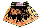 TWINS Thaiboxing Shorts schwarz-gelb-rote Flamme