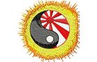 Budoten Stickmotiv Yin Yang mit japanischer Flagge / Martial Arts - EMB-SP4192