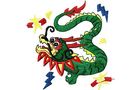 Budoten Stickmotiv Drachen und Feuerwerk / Chinese Celebration - EMB-NW927
