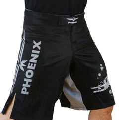MMA Shorts schwarz-grau-weiß Stretch
