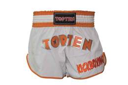 Kurze Kickboxing Shorts TopTen Flexz Pro, Weiß-Orange