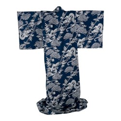 Japanischer Kimono Walddrache navy