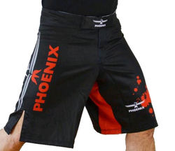 MMA Shorts schwarz-rot-grau Stretch