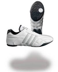 Taekwondo Schuh AdiLux, Weiß mit grauen Streifen