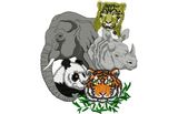 Stickmotiv Tiger, Panda, Nashorn, Elefant, Leopard / Asian Animals - EMB-WL1165