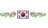 Stickmotiv 2 Drachen mit koreanischer Flagge / 2 Dragons/flag DAC-MI1734