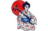 Stickmotiv Geisha mit Shamisen / Playing the Shamisen - EMB-FA419
