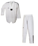 Taekwondoanzug Adi Club 3 Stripes weißes Revers