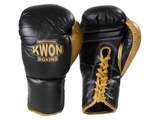 Professional Boxing Handschuhe Leder mit Schnürung, Schwarz