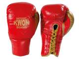 Professional Boxing Handschuhe Leder mit Schnürung, Rot