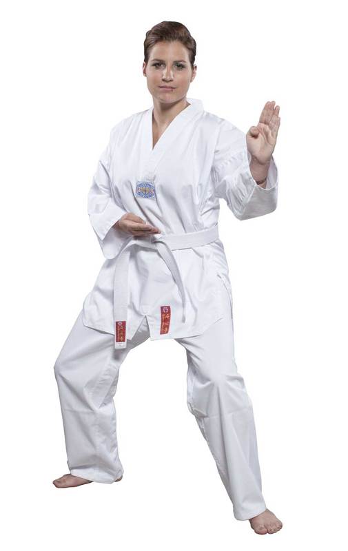 Taekwondo Anzug Taeguk von Hayashi 110-130cm mit oder ohne Rücken Druck. 