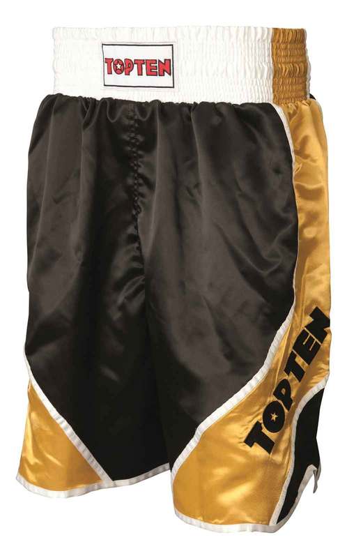 Boxing Shorts TopTen Shiny, Schwarz-Gold