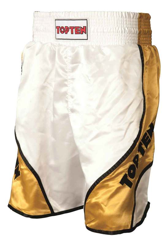 Boxing Shorts TopTen Shiny, Weiß-Gold