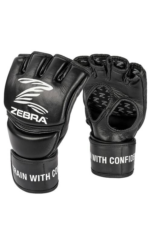 MMA Handschuhe, Zebra Fight, Leder, Schwarz