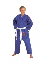 Judogi Yamanashi blau mit Schulterstreifen