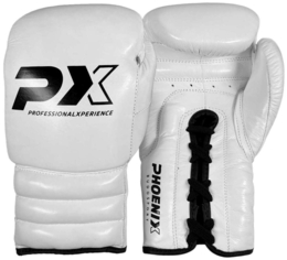 PX Wettkampf Boxhandschuhe Leder weiß